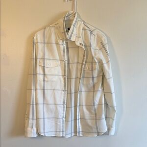 Express White and Blue Plaid Casual Button Down Shirt